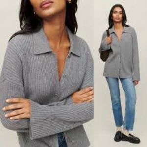 Reformation Collared Fantino Sweater Gray Size M